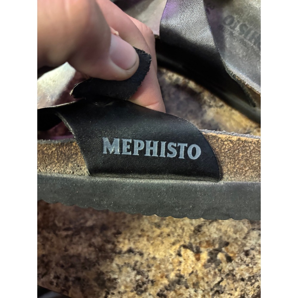 Mephisto Helen Black Leather Buckle Thong Sandals Womens Size 36 US 6 - Picture 4 of 7